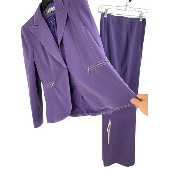 Travis Ayers Purple Two-Piece Pantsuit Size 12/14  RM10201 NWT Lined Blazer - Picture 1 of 16